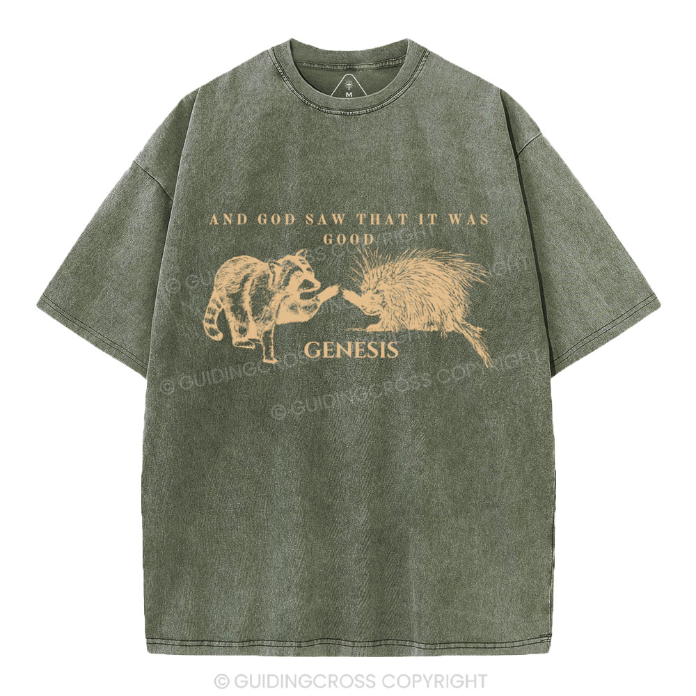 And God Saw That It Was Good Christian Washed T-Shirt