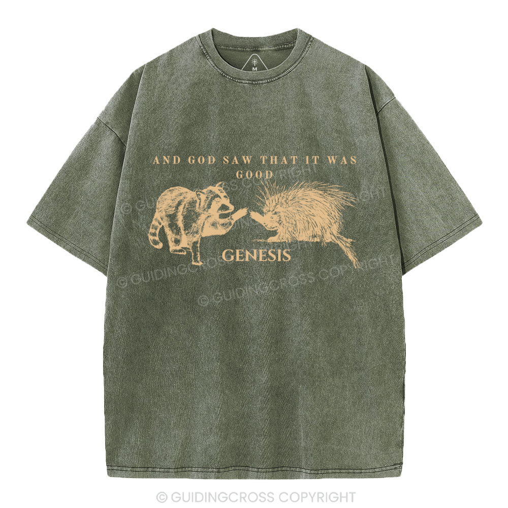And God Saw That It Was Good Christian Washed T-Shirt