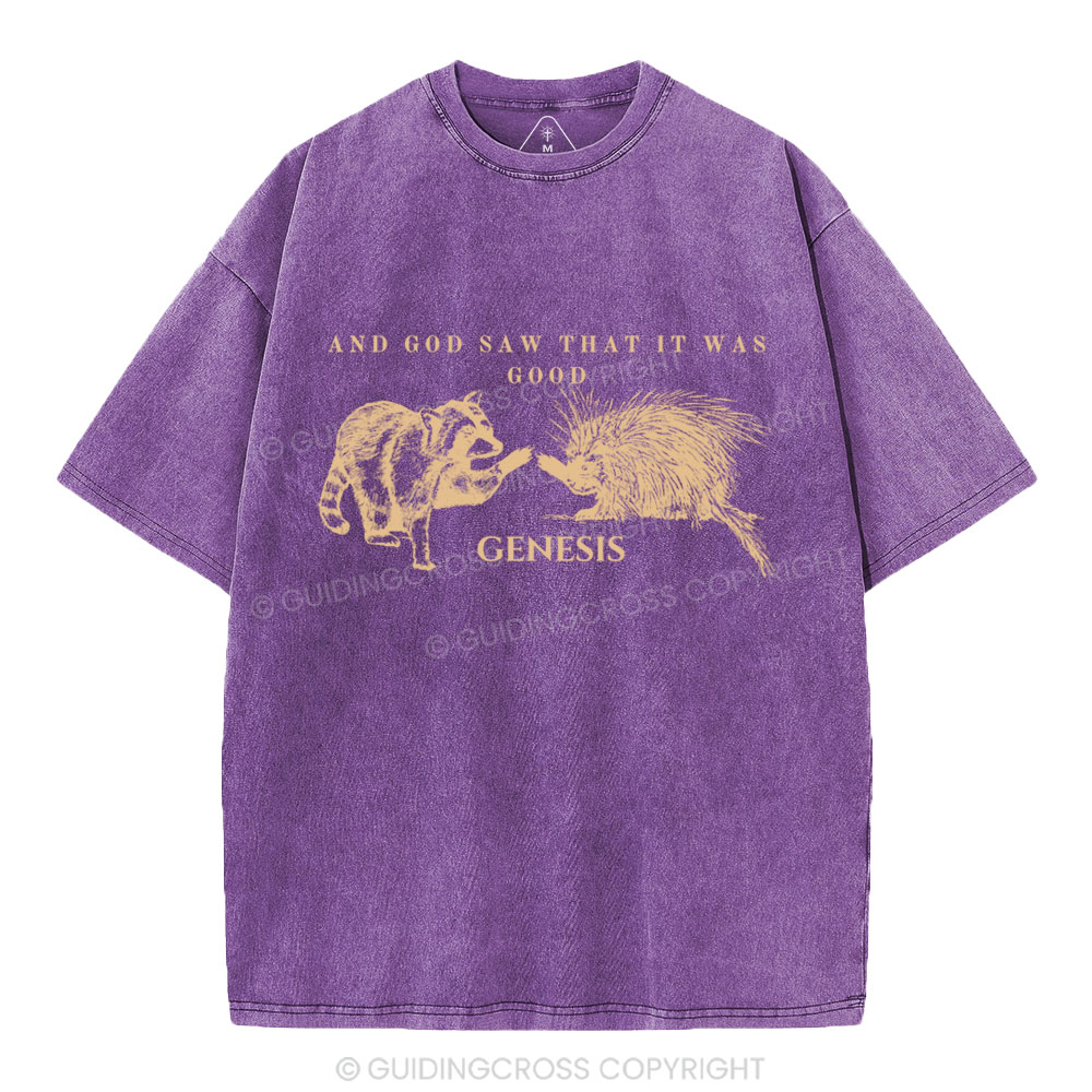 And God Saw That It Was Good Christian Washed T-Shirt