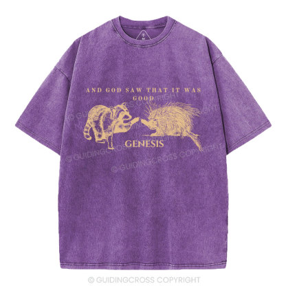 And God Saw That It Was Good Christian Washed T-Shirt