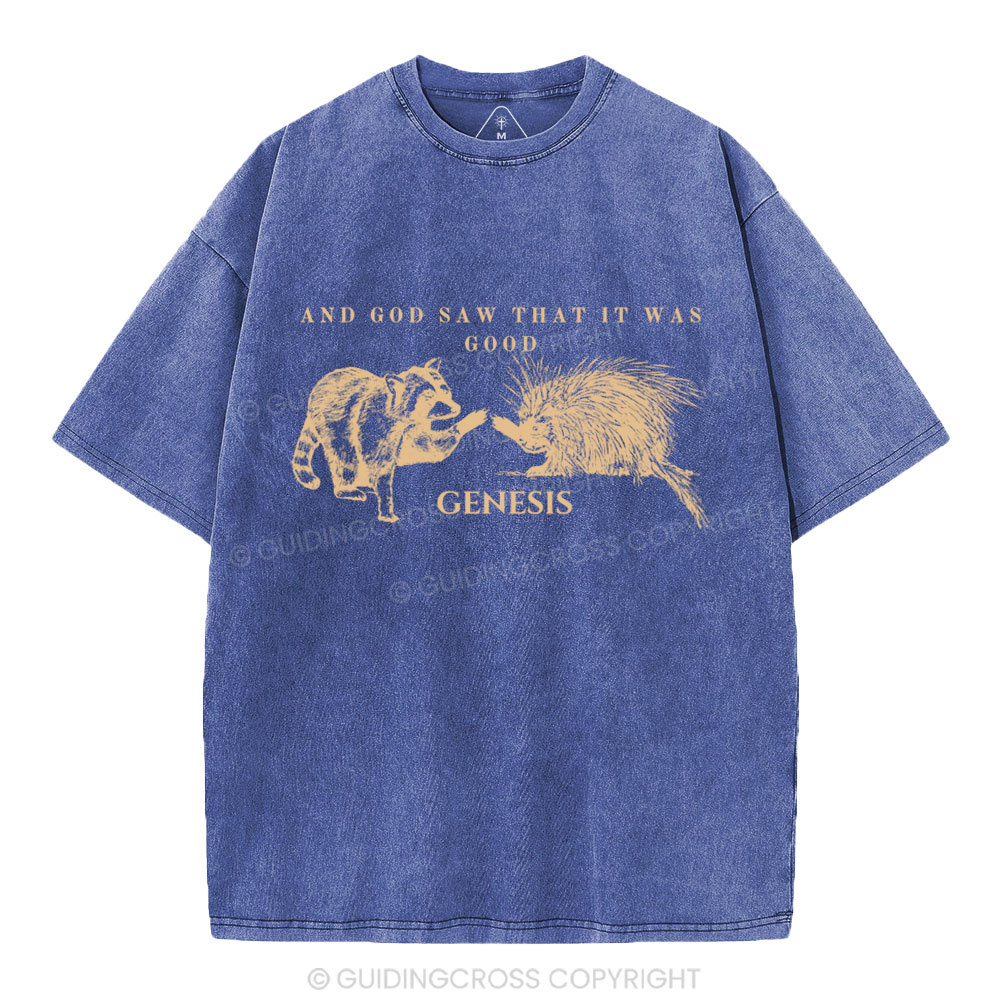 And God Saw That It Was Good Christian Washed T-Shirt