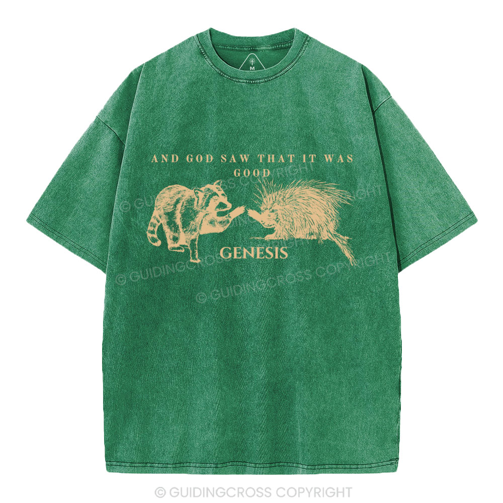 And God Saw That It Was Good Christian Washed T-Shirt