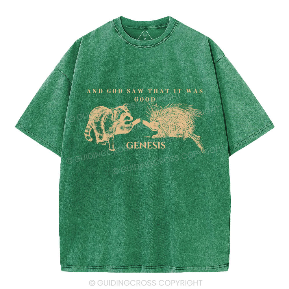 And God Saw That It Was Good Christian Washed T-Shirt