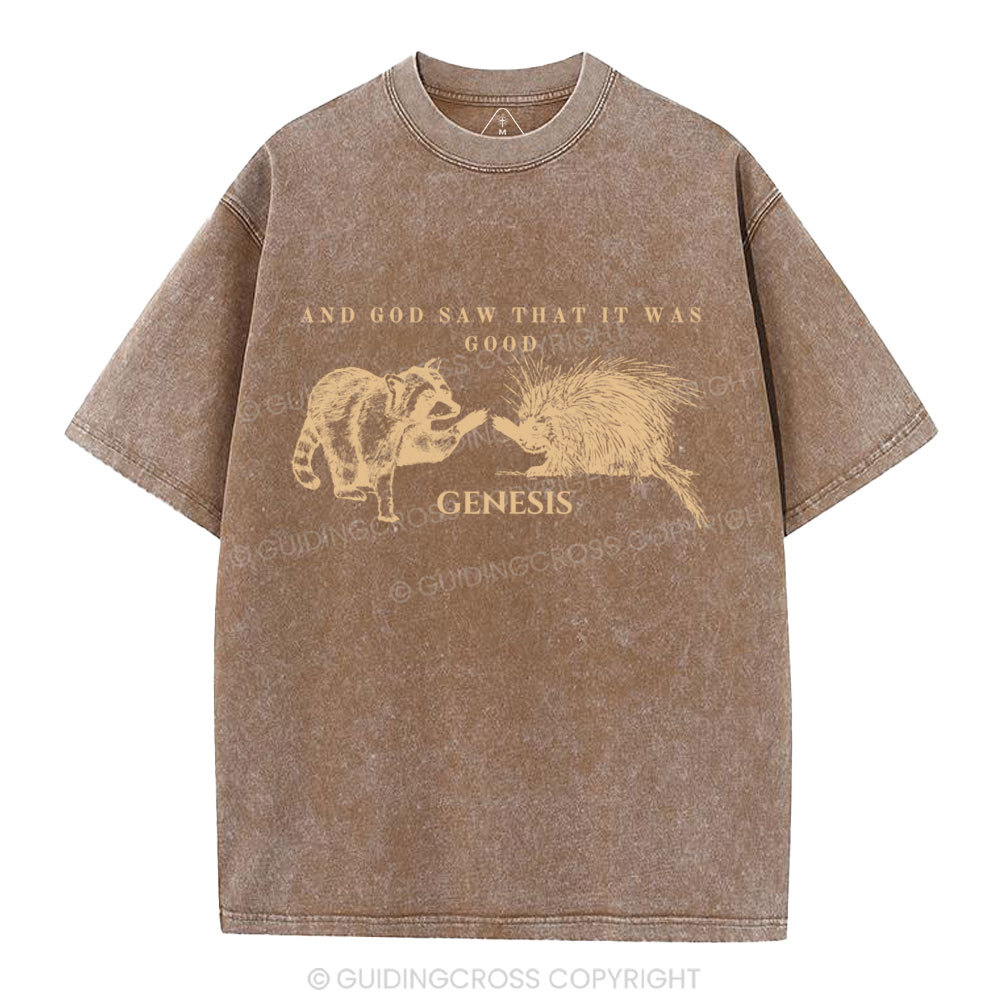 And God Saw That It Was Good Christian Washed T-Shirt