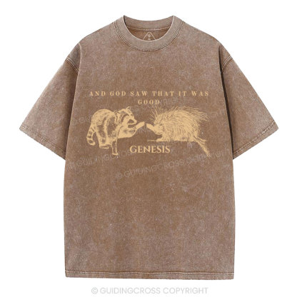 And God Saw That It Was Good Christian Washed T-Shirt