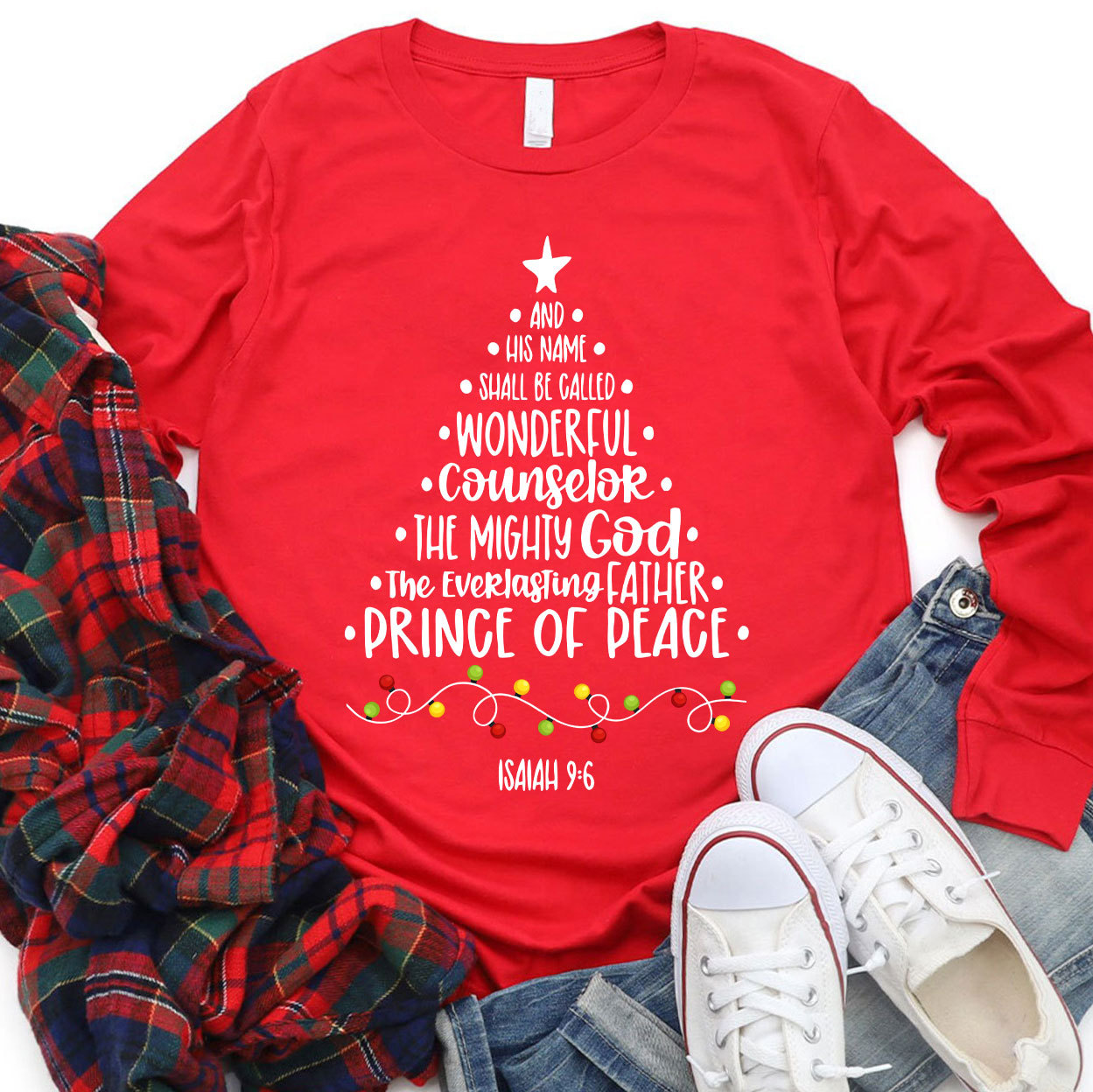 And He Name Prince Of Peace Christian Christmas Long Sleeve T-Shirt