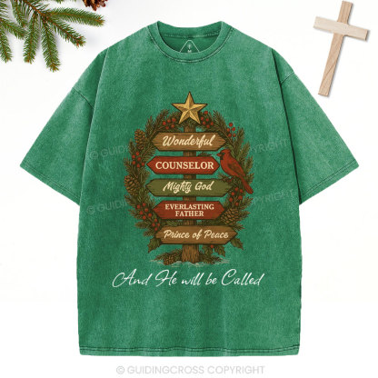 And He Will Be Called Christian Christmas Washed T-Shirt