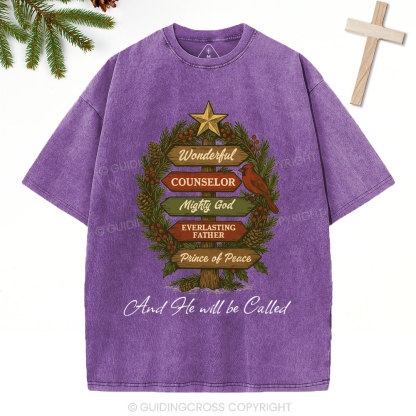 And He Will Be Called Christian Christmas Washed T-Shirt