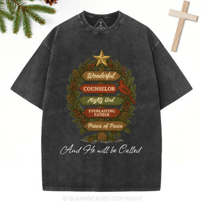 And He Will Be Called Christian Christmas Washed T-Shirt