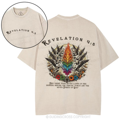 And There Were Seven Lamps Of Fire Christian Washed T-Shirt