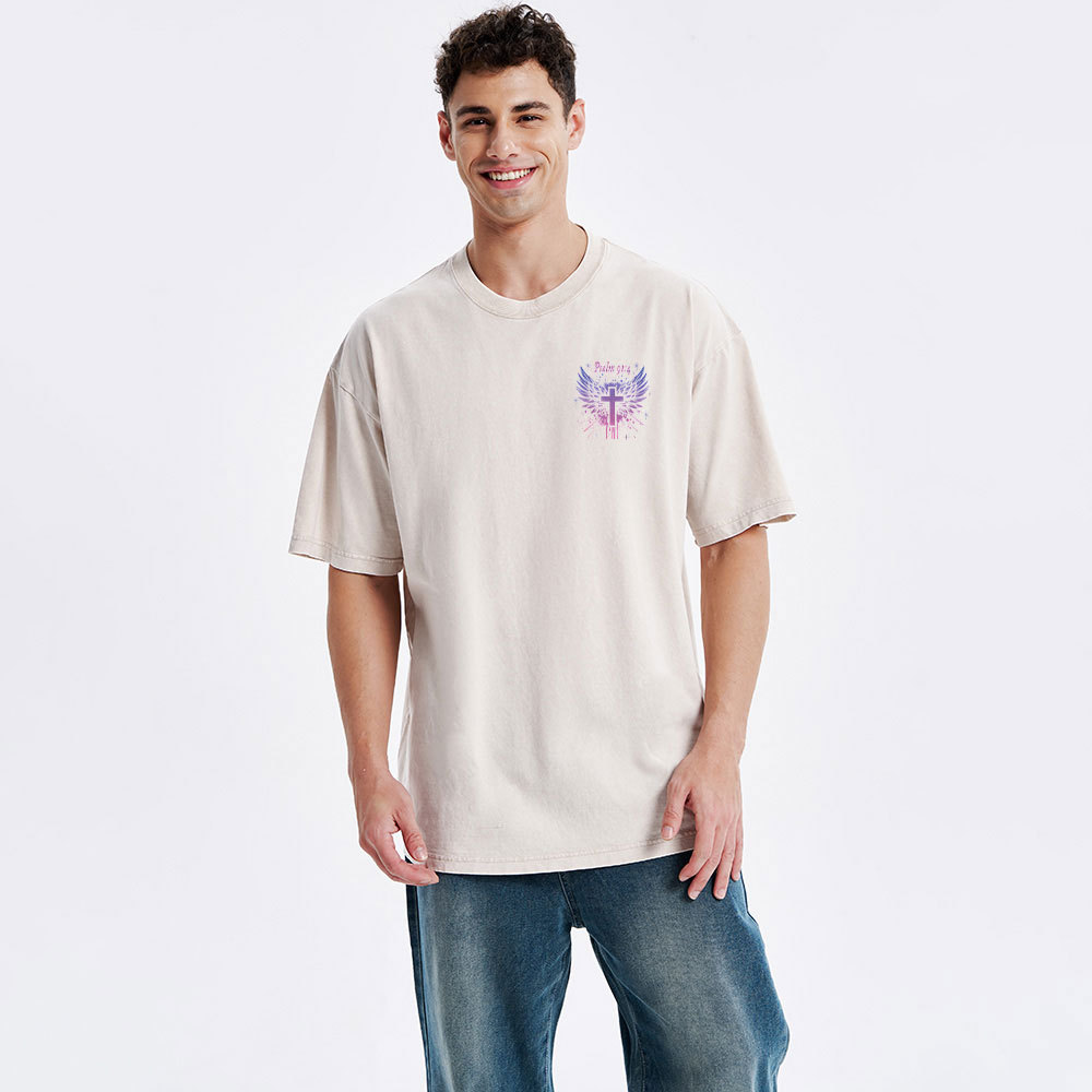 And Under His Wings Christian Washed T-Shirt