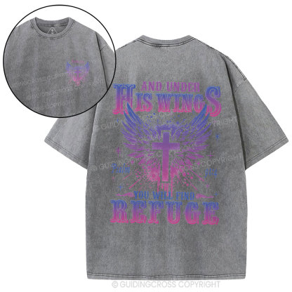 And Under His Wings Christian Washed T-Shirt