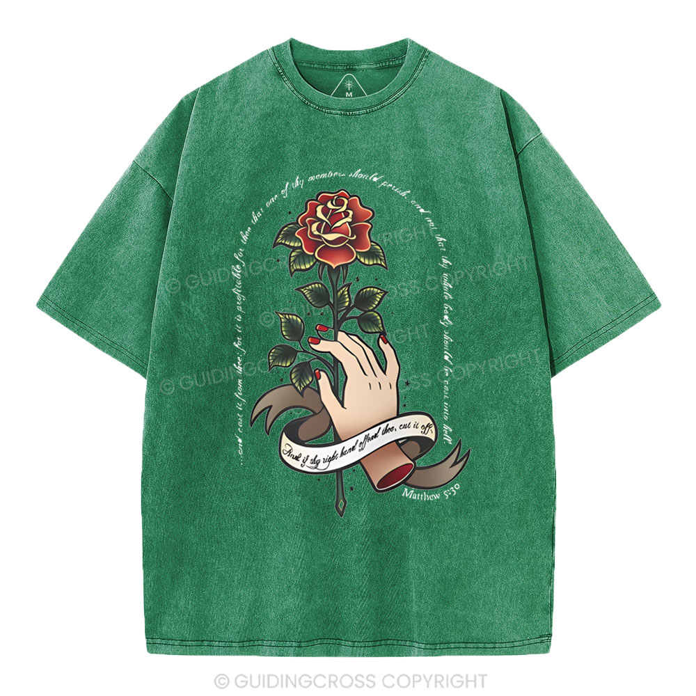 And if thy right hand offend thee Christian Washed T-Shirt