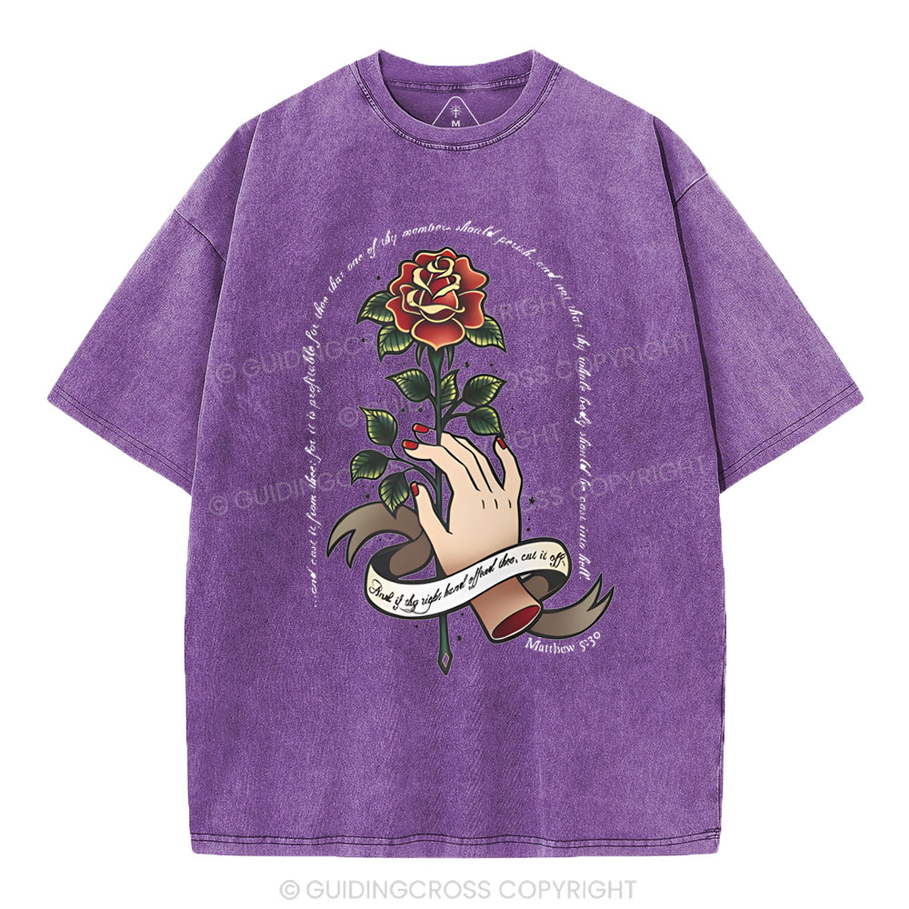 And if thy right hand offend thee Christian Washed T-Shirt