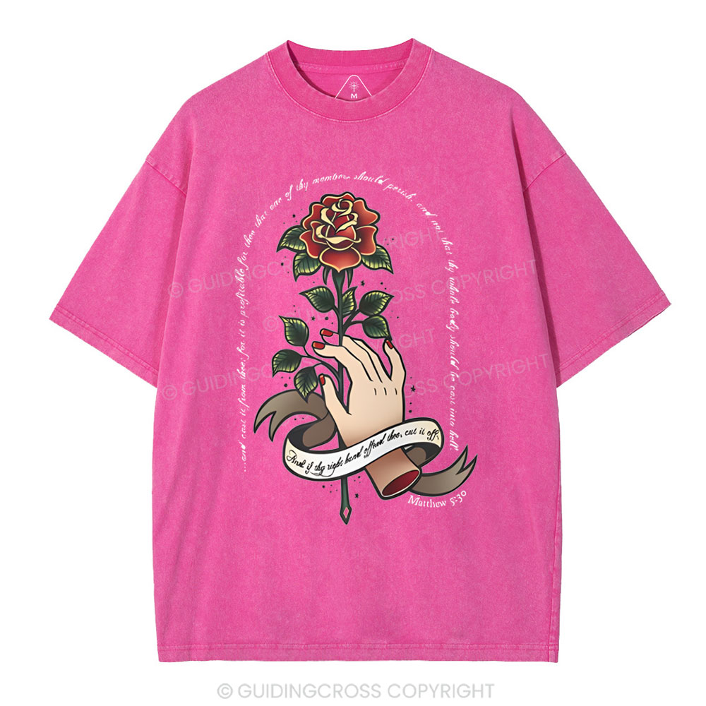 And if thy right hand offend thee Christian Washed T-Shirt