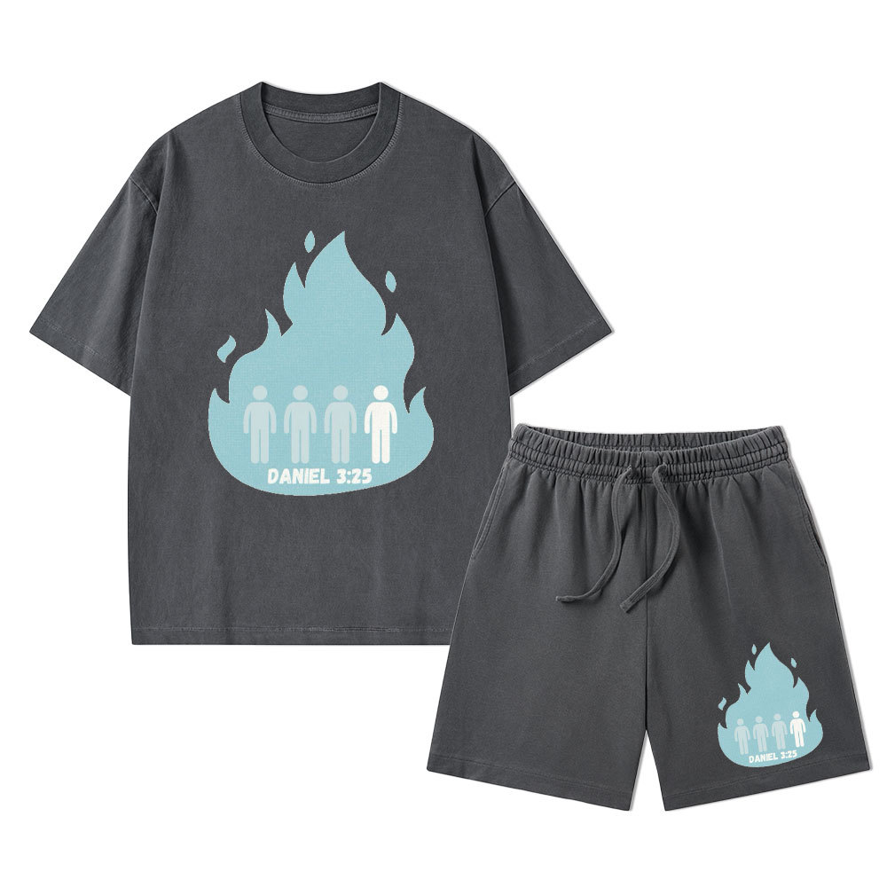 Another In The Fire Christian Washed T-Shirt & Shorts