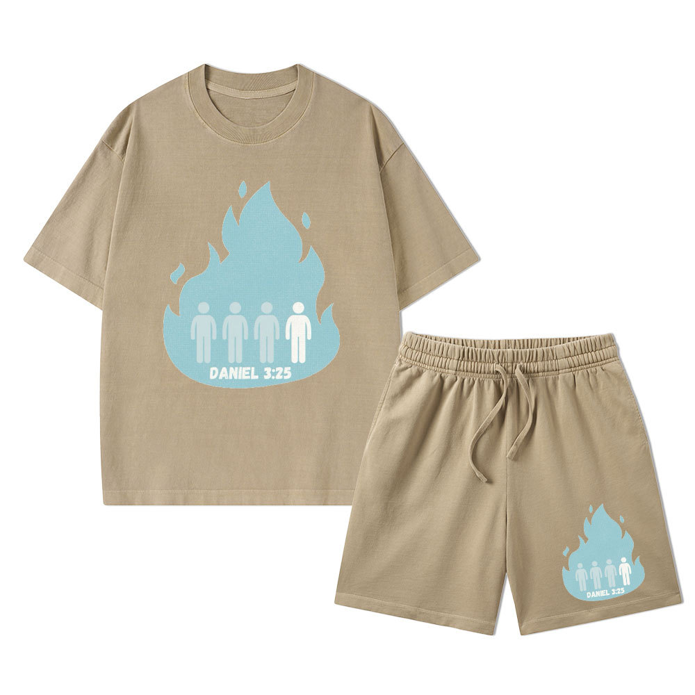 Another In The Fire Christian Washed T-Shirt & Shorts