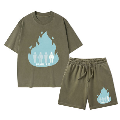 Another In The Fire Christian Washed T-Shirt & Shorts