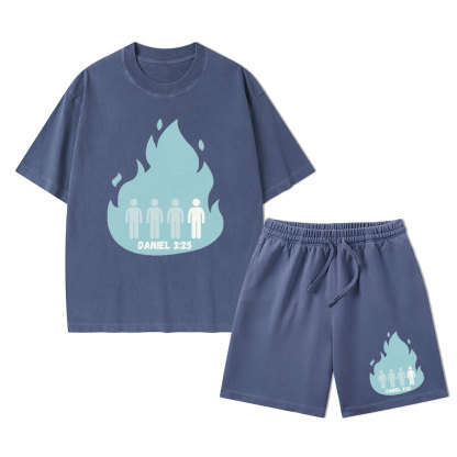 Another In The Fire Christian Washed T-Shirt & Shorts
