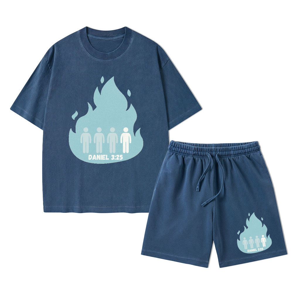 Another In The Fire Christian Washed T-Shirt & Shorts