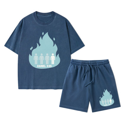 Another In The Fire Christian Washed T-Shirt & Shorts