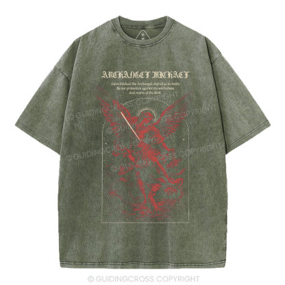 Archangel Michael Christian Washed T-Shirt