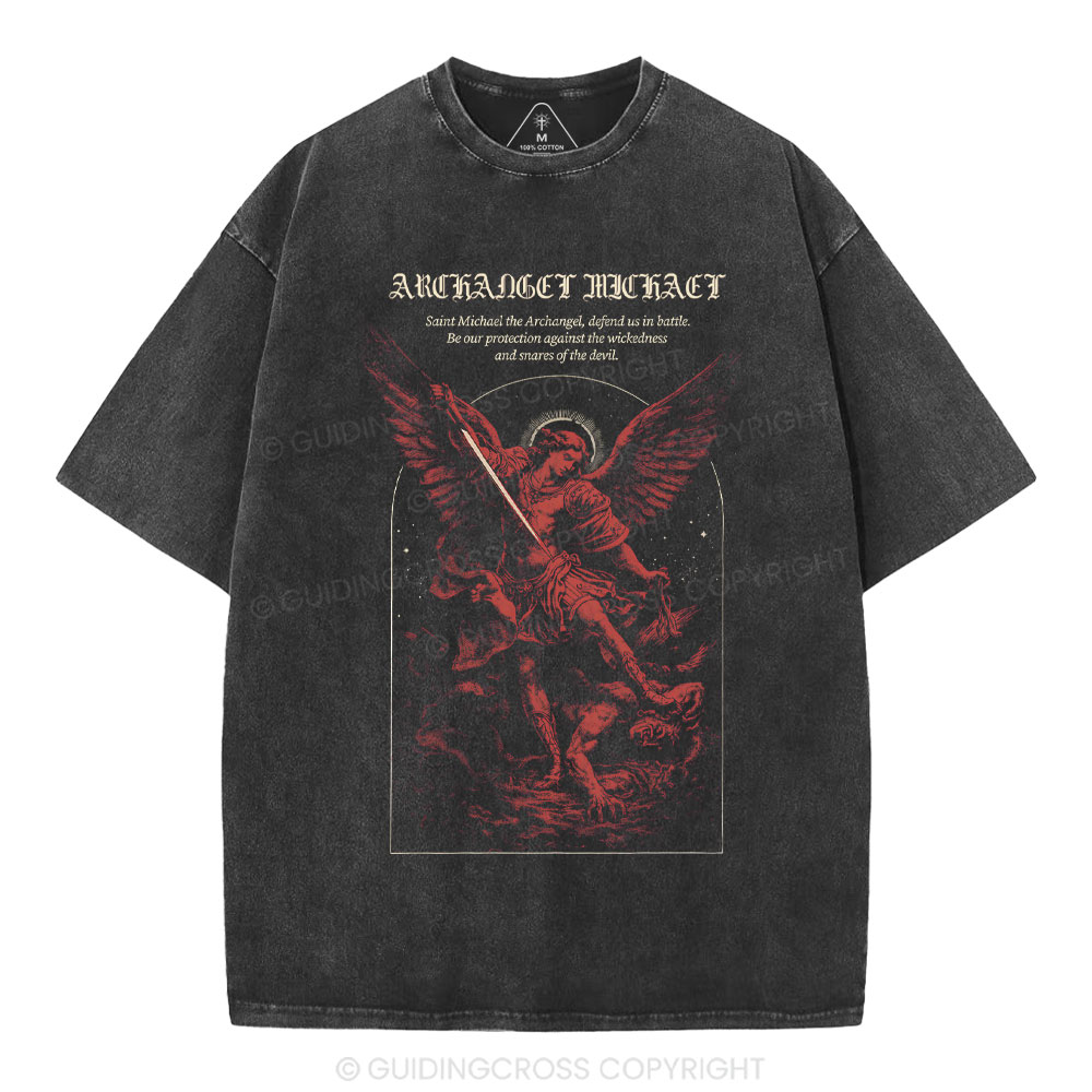 Archangel Michael Christian Washed T-Shirt