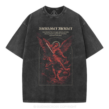 Archangel Michael Christian Washed T-Shirt