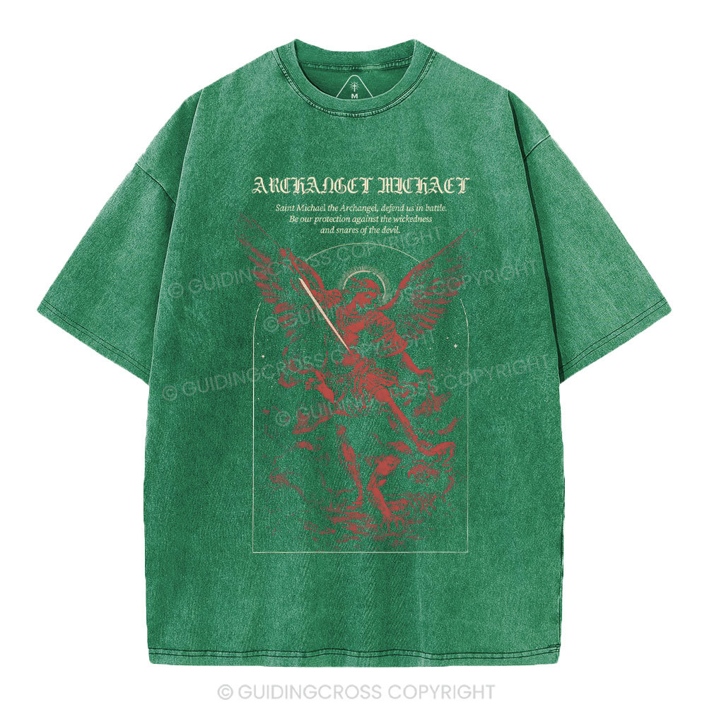 Archangel Michael Christian Washed T-Shirt
