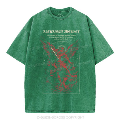 Archangel Michael Christian Washed T-Shirt