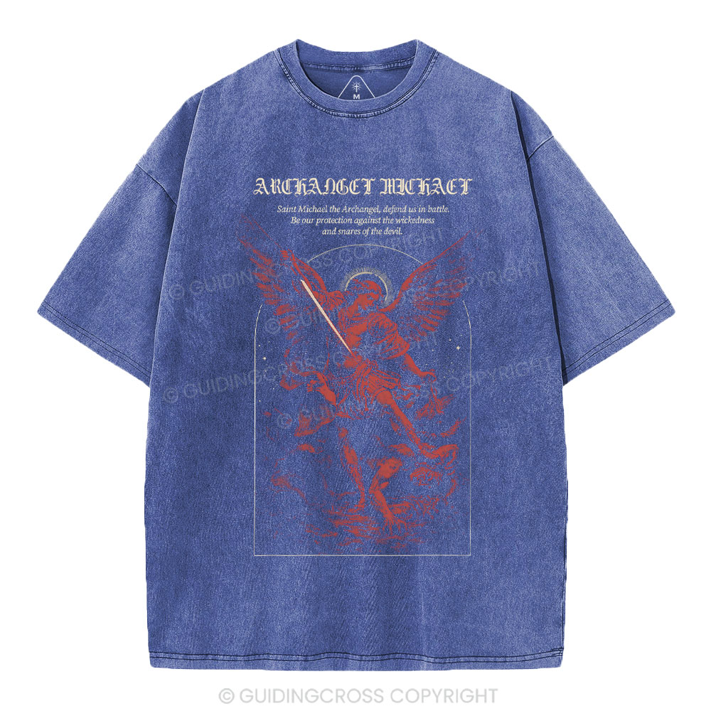 Archangel Michael Christian Washed T-Shirt