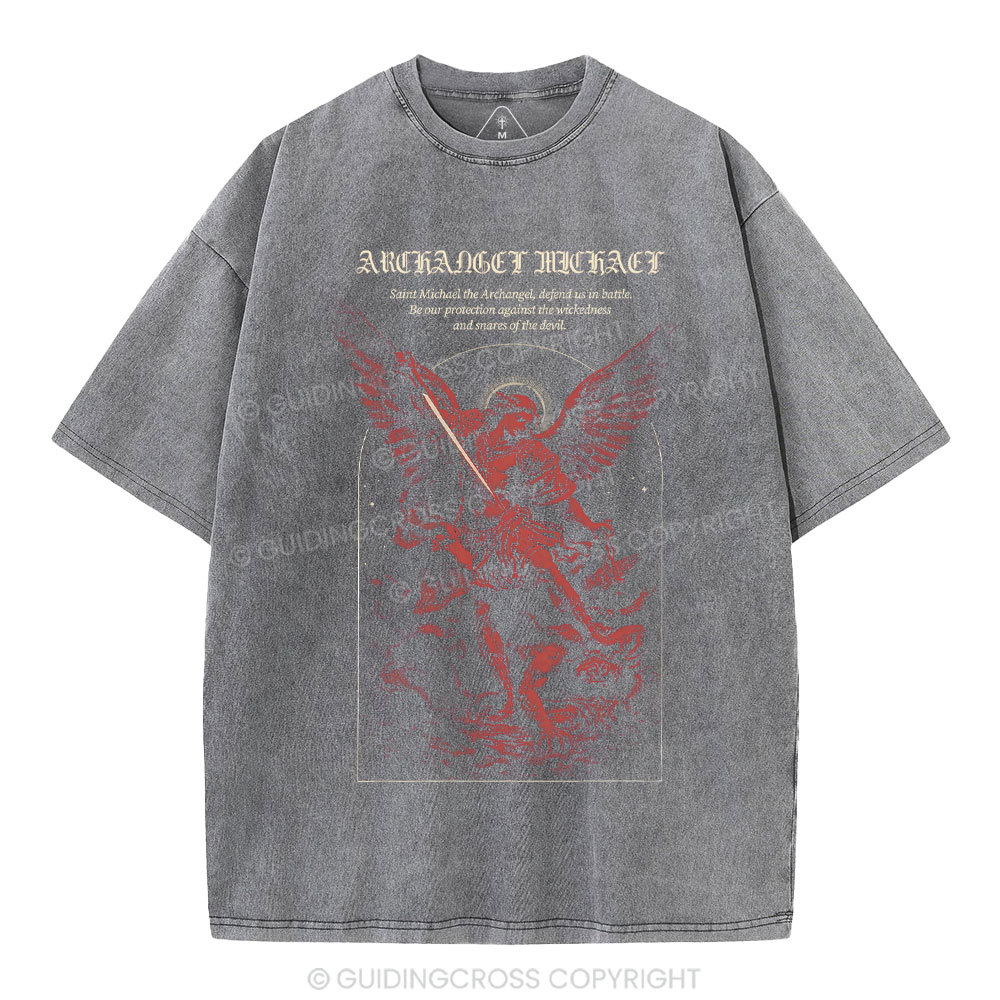 Archangel Michael Christian Washed T-Shirt