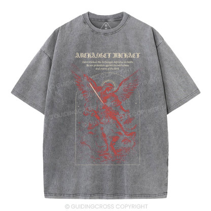Archangel Michael Christian Washed T-Shirt