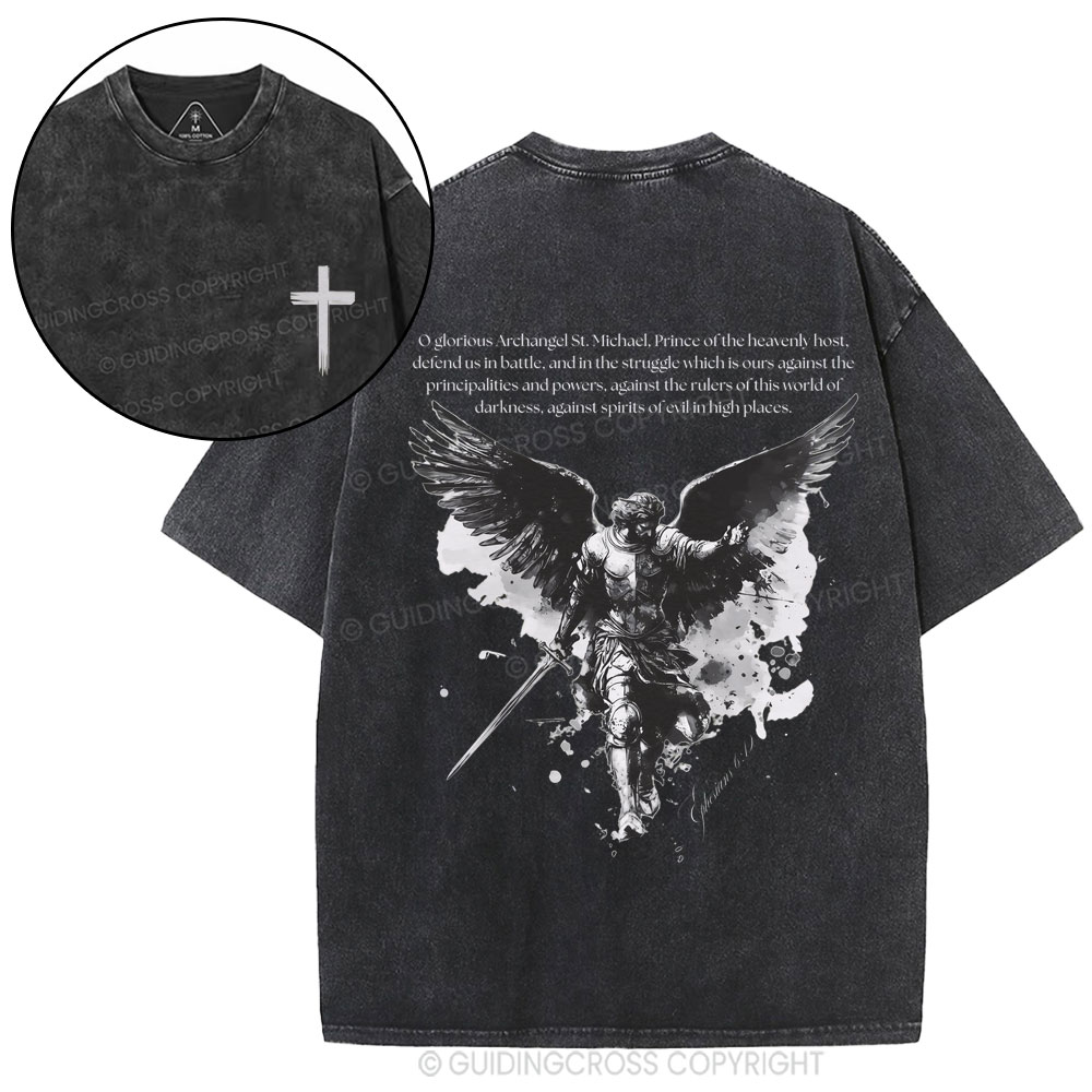 Archangel St. Michael Christian Washed T-Shirt