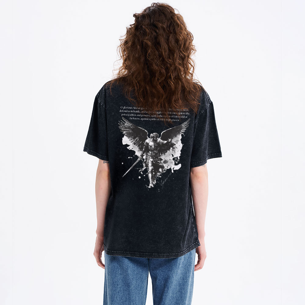 Archangel St. Michael Christian Washed T-Shirt