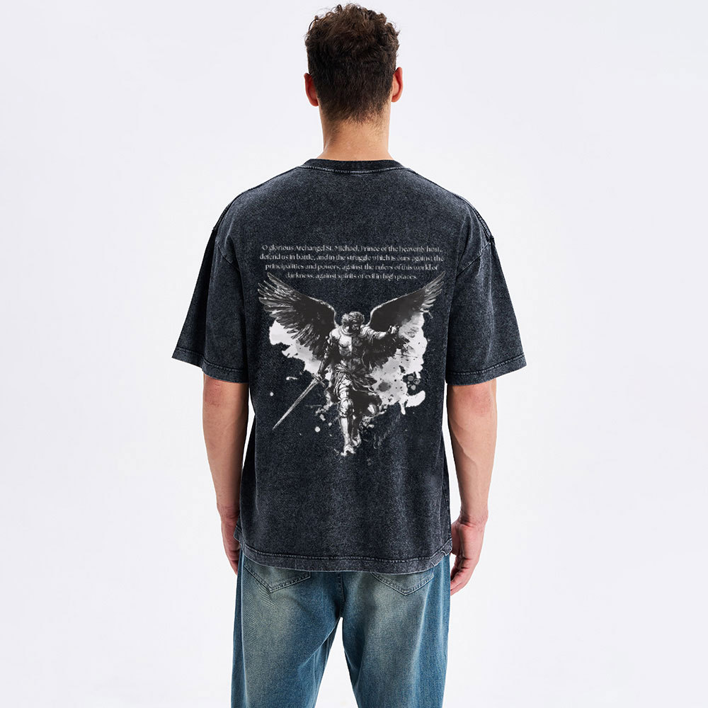 Archangel St. Michael Christian Washed T-Shirt