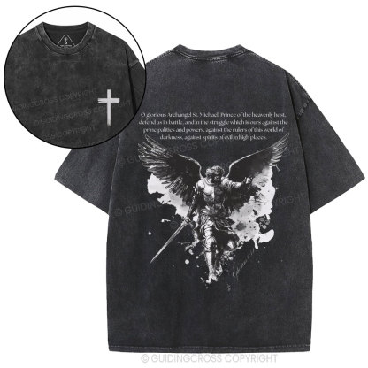 Archangel St. Michael Christian Washed T-Shirt