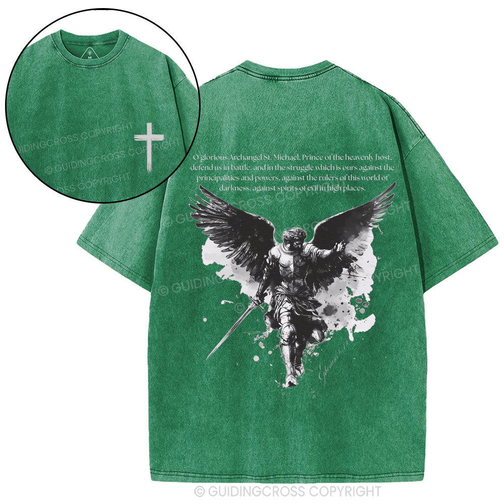 Archangel St. Michael Christian Washed T-Shirt