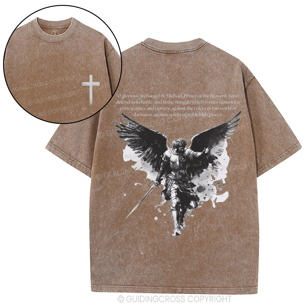 Archangel St. Michael Christian Washed T-Shirt