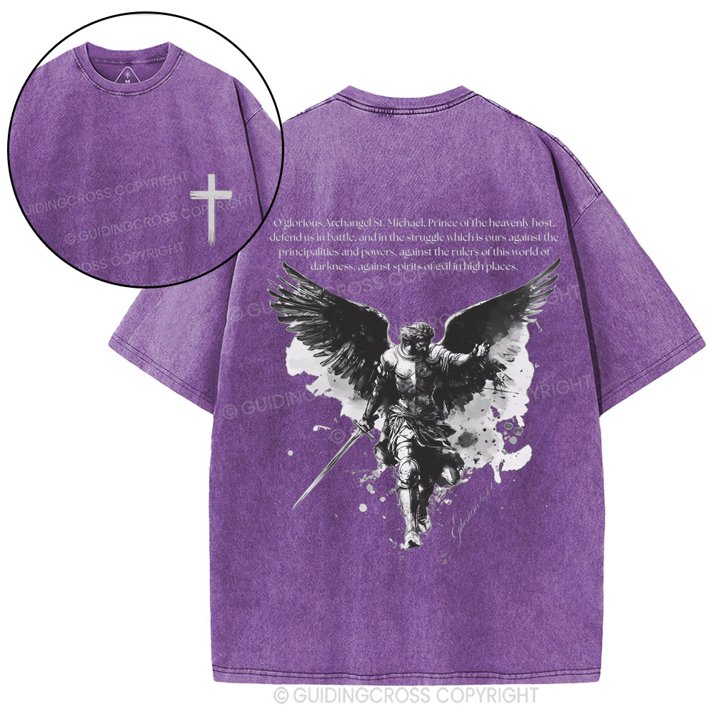 Archangel St. Michael Christian Washed T-Shirt