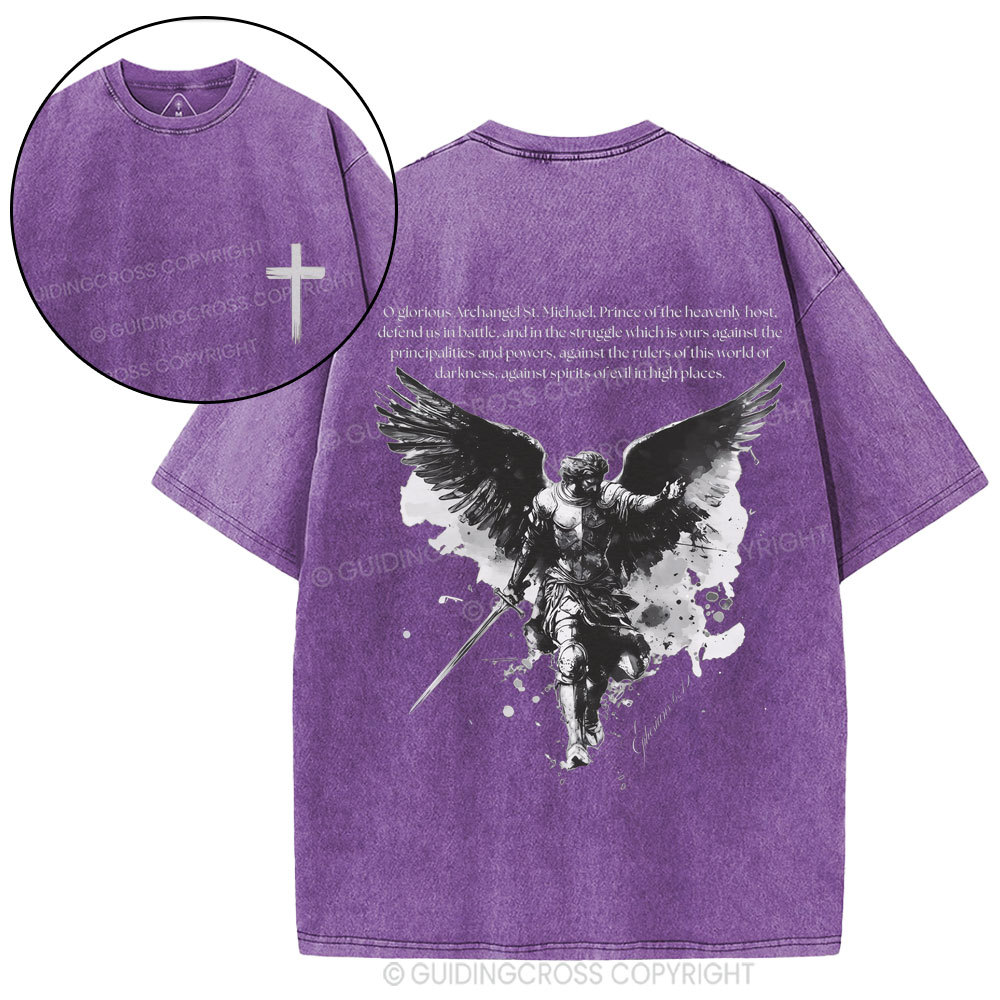 Archangel St. Michael Christian Washed T-Shirt