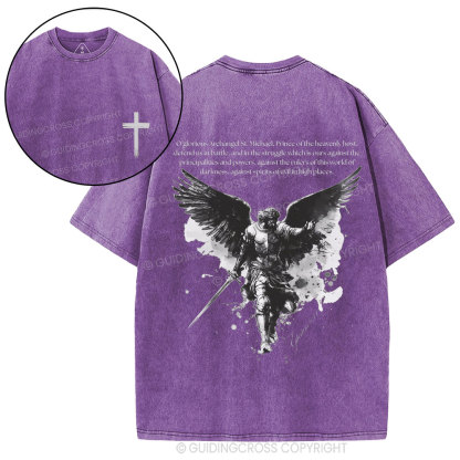 Archangel St. Michael Christian Washed T-Shirt
