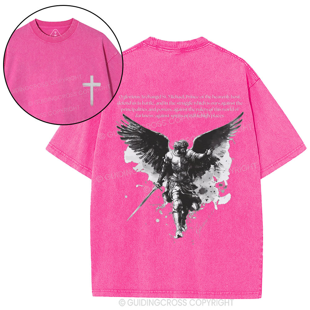 Archangel St. Michael Christian Washed T-Shirt