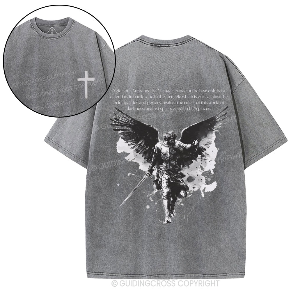 Archangel St. Michael Christian Washed T-Shirt