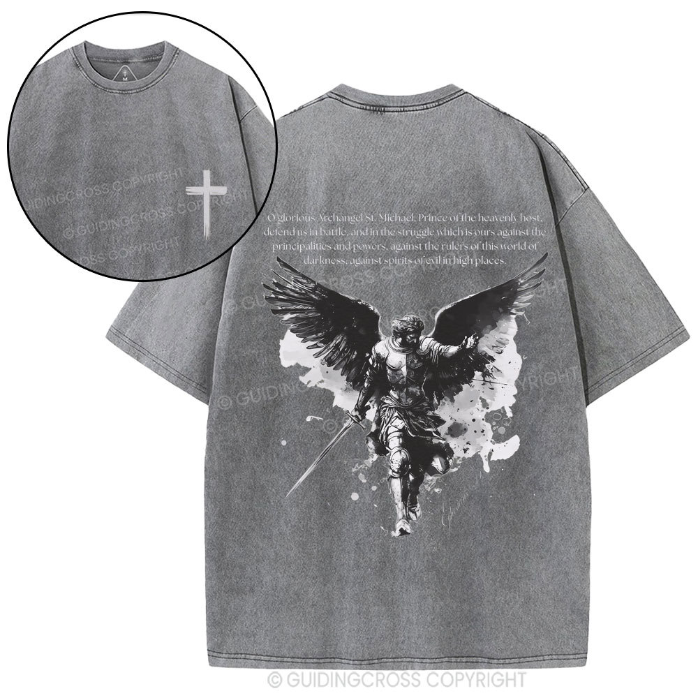 Archangel St. Michael Christian Washed T-Shirt
