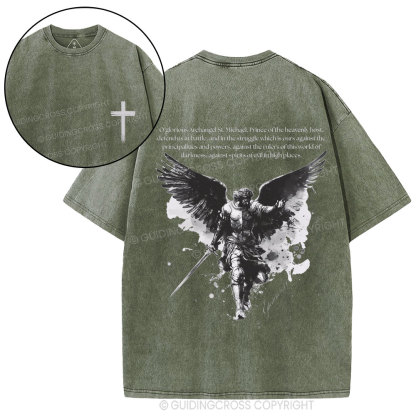 Archangel St. Michael Christian Washed T-Shirt
