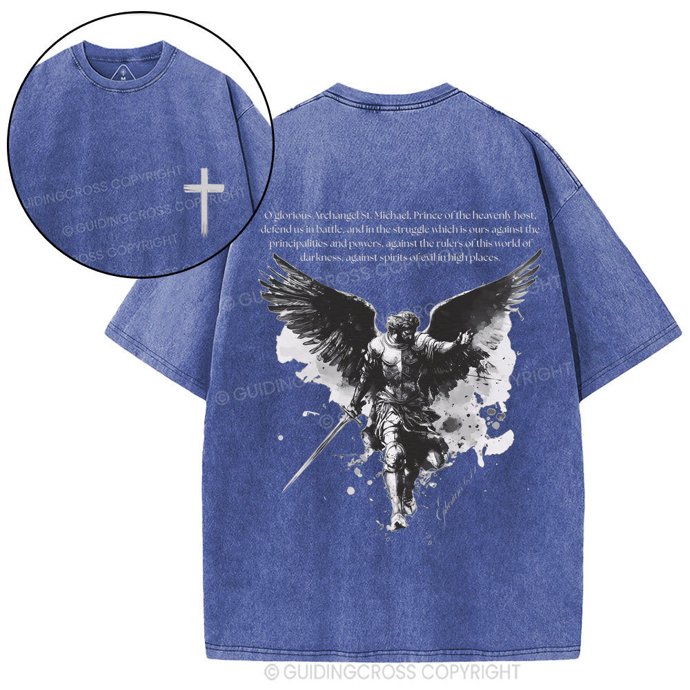 Archangel St. Michael Christian Washed T-Shirt