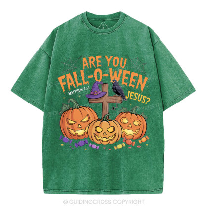 Are You Fall-o-ween Jesus Pumpkin Christian Washed T-Shirt
