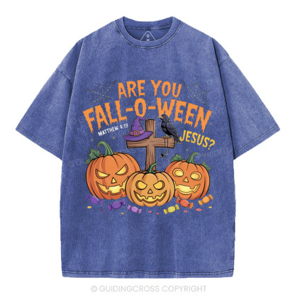 Are You Fall-o-ween Jesus Pumpkin Christian Washed T-Shirt