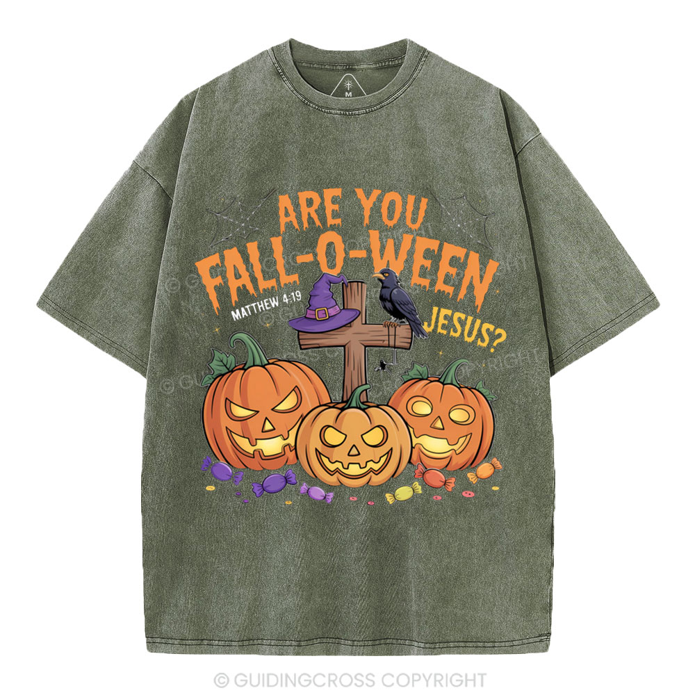 Are You Fall-o-ween Jesus Pumpkin Christian Washed T-Shirt